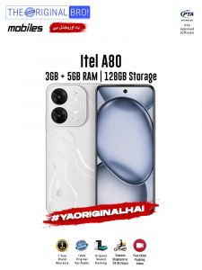 Itel A80 - 3GB RAM - 128GB Storage - PTA Approved - 1 Year Warranty - White - The Original Bro Mobiles - TOB40
